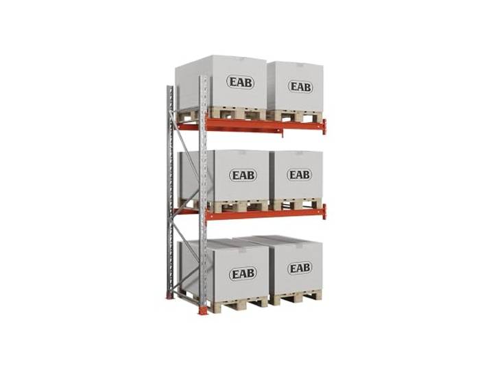 kaiserkraft Palettenregal Space Verzinkt/orange, HxBxT 3000 x 1940 x 1100 mm, Fachlast 2000 kg, Anbauregal