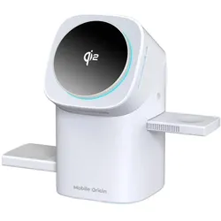 Mobile Origin 3in1 Wireless Charging Qi2 Station PW11 (15 W), Wireless Charger, Weiss