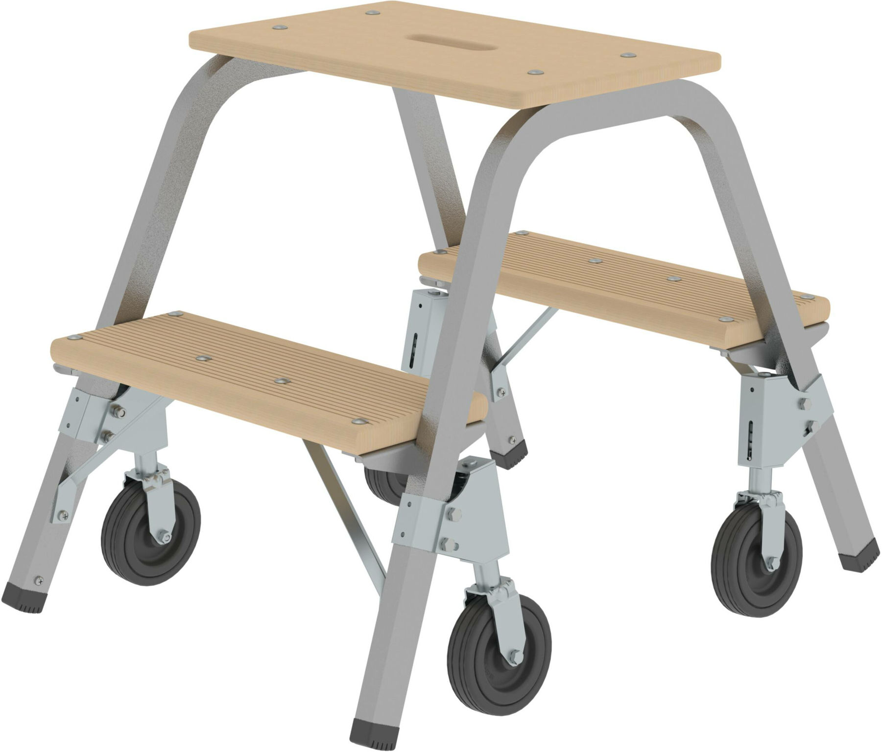 MUNK Stahl-Holz-Tritt Brems-Bockrollen 2 Stufen (039012)