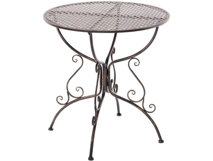 CLP Gartenbeistelltisch rund Ø70 cm Metall bronze, Bronzefarben, Rund, 70x74x70 cm, Gartenmöbel, Gartentische, Garten-Beistelltische