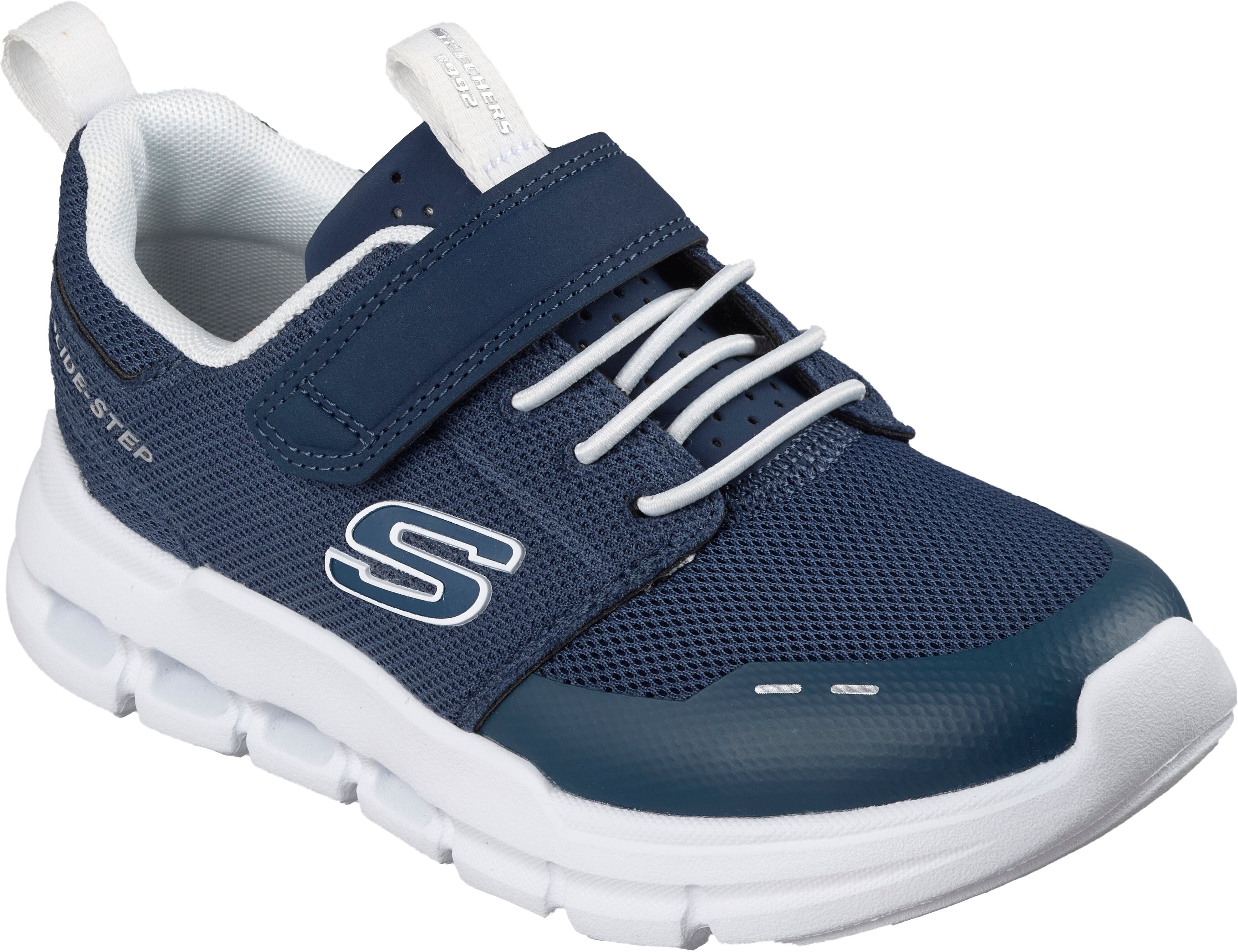 Sneaker SKECHERS "SKECHERS GLIDE-STEP FLOW", Jungen, Gr. 28, Textil, blau (navy), Lederimitat, Textil, Schuhe Sneaker, Grössenschablone zum Download