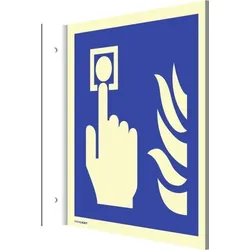 Dreifke® Fahnenschild Hausalarm Brandmelder, Alu, nachleucht., 160-mcd, 148x148 mm