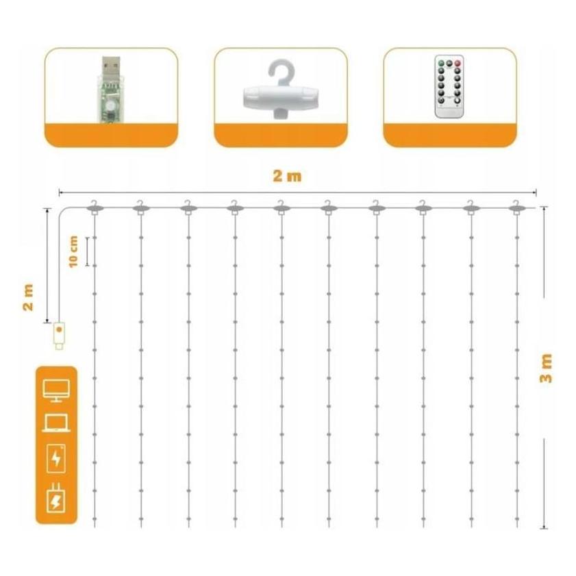 OEM LED-Vorhang (100 LEDs) 3 m x 1 m KALTWEISS (58174734)