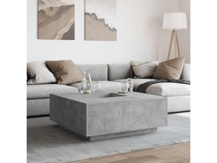 KTHLBRH Couchtisch, Grau, Zement, 100 x 100 x 40 cm Stabile Spanplatte, robuste Platte, Seitentisch, Sofatisch