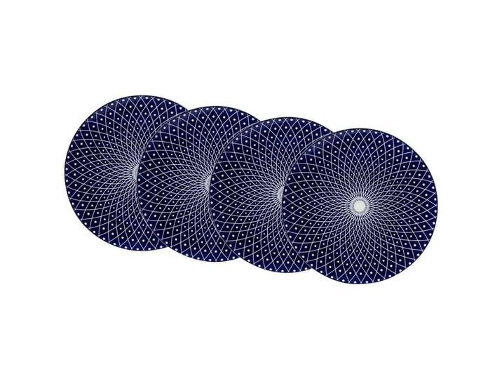 Ritzenhoff Breker Speiseteller Royal Reiko weiß-blau ø 26,5 cm 4er Set, Weiß, Blau, Keramik, Rund, Geschirr, Teller, Speiseteller