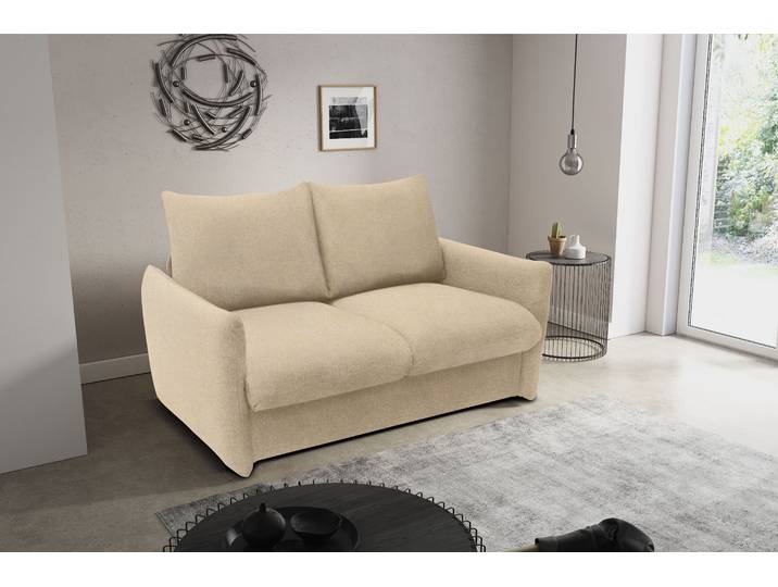 Schlafsofa DOMO COLLECTION 700023 Schlaffunktion, Federkern, 2-Sitzer, stabile Liegefläche , beige, B:165cm H:95cm T:100cm, 95% Polyester, 5% Nylon, Sofas, Schlafsofa, Sitzflächen einzeln ausklappbar zum Schlafen, Relaxen und Entspannen