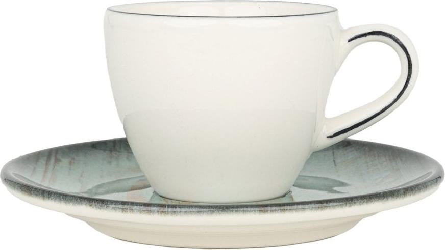 Bonna Madera Espressotassen en ondertassen van porselein, 80 cc, set van 6