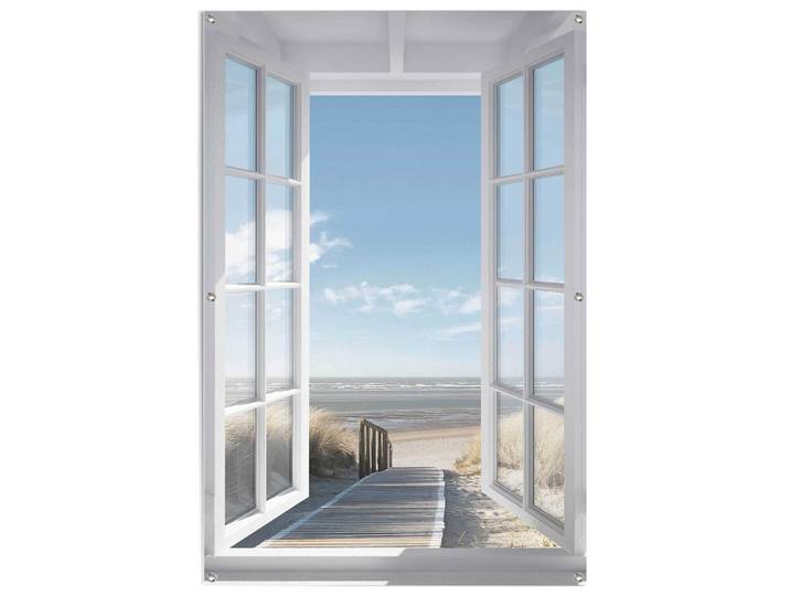 Poster REINDERS Fenster zur Nordsee , blau (farbe bild(er): blau), B:80cm H:120cm T:0,1cm, Leinwand, Bilder, Poster, Outdoor für Garten oder Balkon