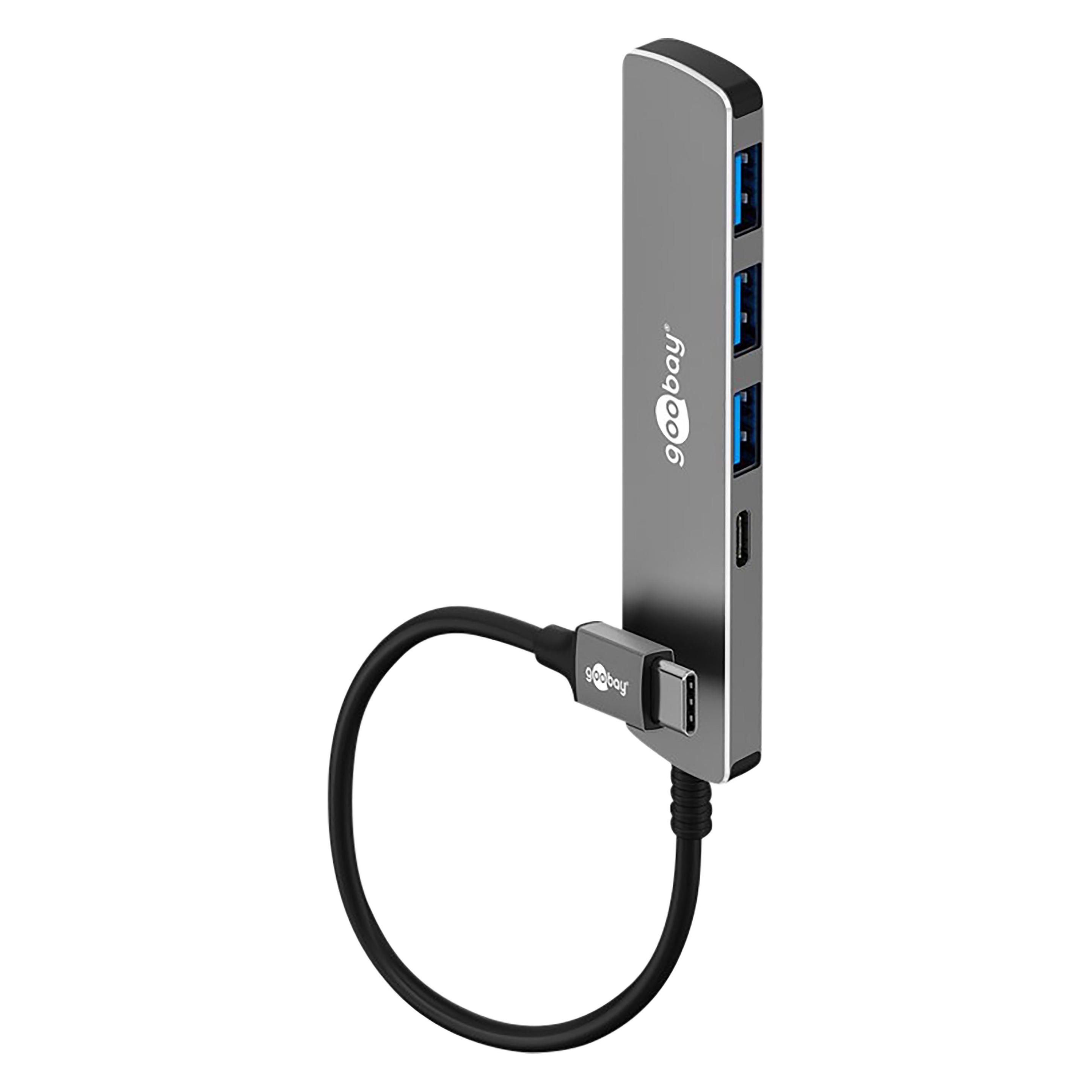 Goobay Slim 4-Port USB-Hub, USB-C auf USB-C/USB-A, 5 Gbit/s (USB-C, 4 Ports) (79158)