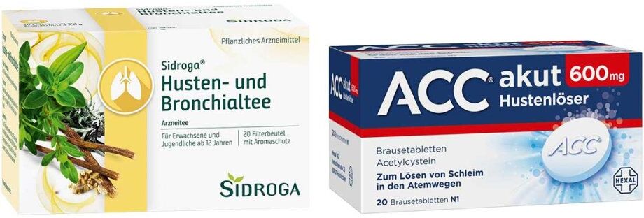 Sidroga Husten- und Bronchialtee + Acc Akut 600 Brausetabletten