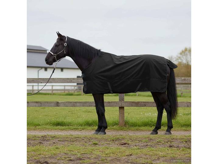 vidaXL Pferdedecke Voll Schwarz 145 cm Polyester