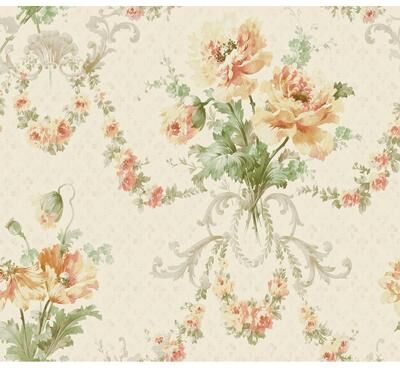 Seabrook Designs Tanvi Floral Bouquet Unpasted Wallpaper