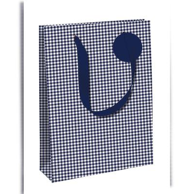 Clairefontaine 6x Geschenktasche, Excellia 210g, Blau/weißes Gittermuster, L 26,5x14x33 cm - Blau 33868-2C