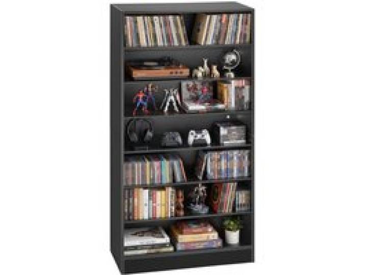 VEVOR DVD-Regal mit 7 Fächern, Medienregal Standregal 70 x 30 x 140 cm, Platzsparendes Aufbewahrungsregal für CDs DVDs Bücher Spiele-Discs, Bücherregal für Wohnzimmer/Homeoffic/Aufnahmeraum, Schwarz