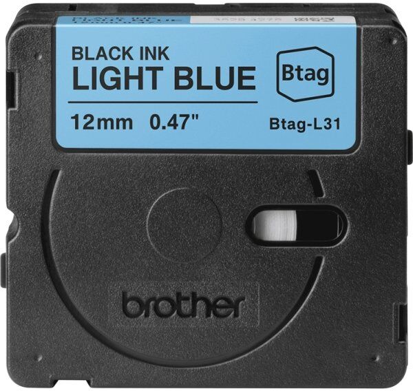 Brother Btag-L31 Labeltape, 12mm, Sort På Lyseblå
