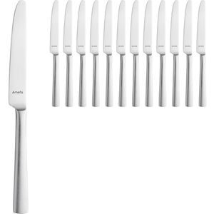 Amefa Tafelmesser Ventura, Wellenschliff, 22,4 cm, Edelstahl 18/10, silber mattiert, 12 Stück
