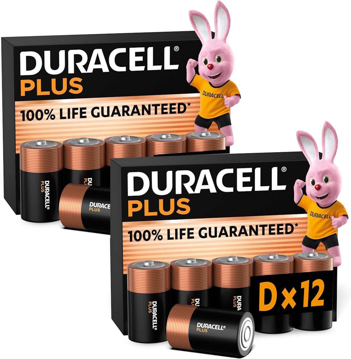 Duracell Plus D Batteries Bulk Alkaline MN1300 12-Pack