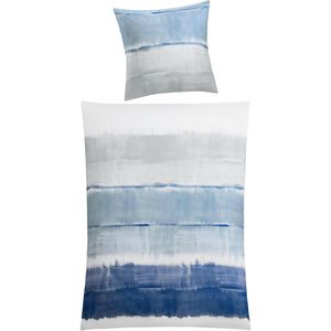 Kleine-Wolke Bettwäsche Long Beach, blau, Satin, Kissenbezug 80x80 cm und ein Bettbezug 135x200 cm