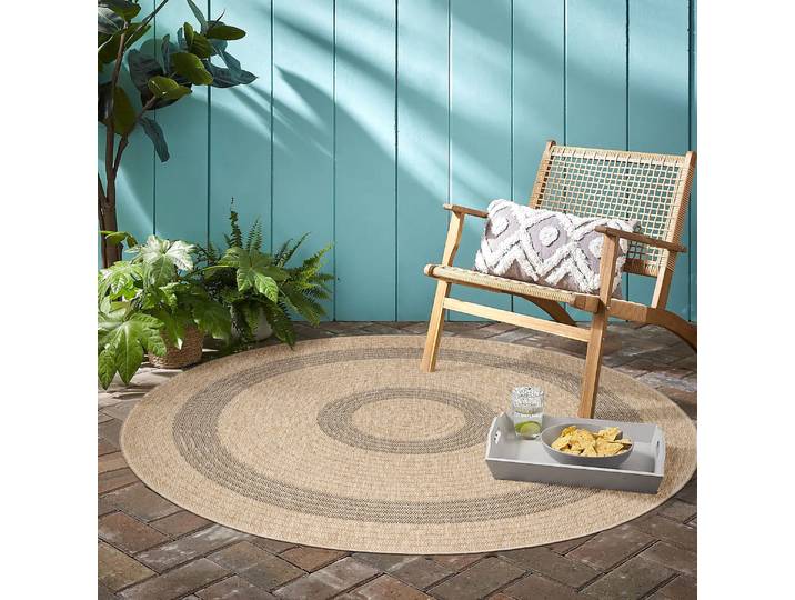 Outdoorteppich AYYILDIZ TEPPICHE COMILLA 0886 , schwarz, H:8mm Ø:200cm, Polypropylen, Teppiche, Outdoorteppich, Pflegeleicht / Strapazierfähig / In- und Outdoor geeignet
