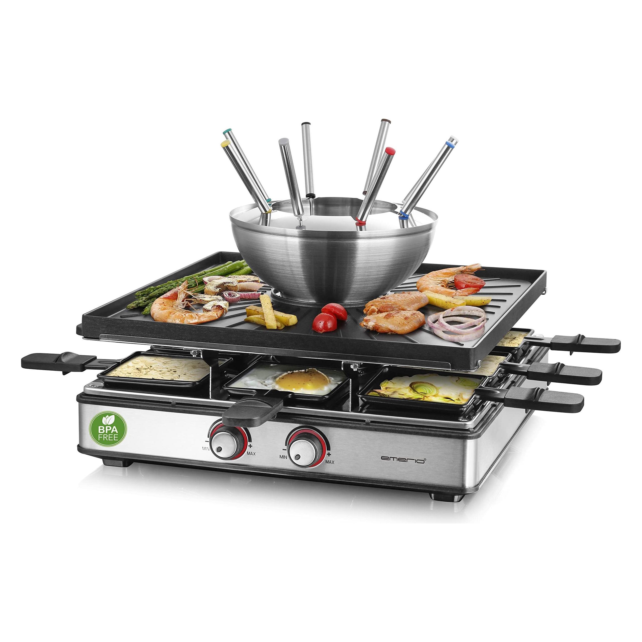 Emerio Raclettegrill,8 Pfannen,Grillplatte,Fondue (RG-128187)