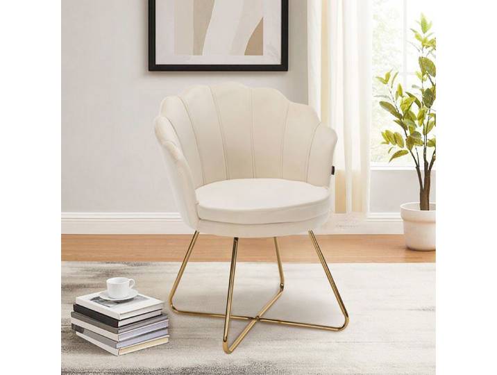 Chaise de Salon Élégante en Velours Design Raffiné avec Pieds Croisés Dorés Idéale pour Chambre et Coiffeuse Begie