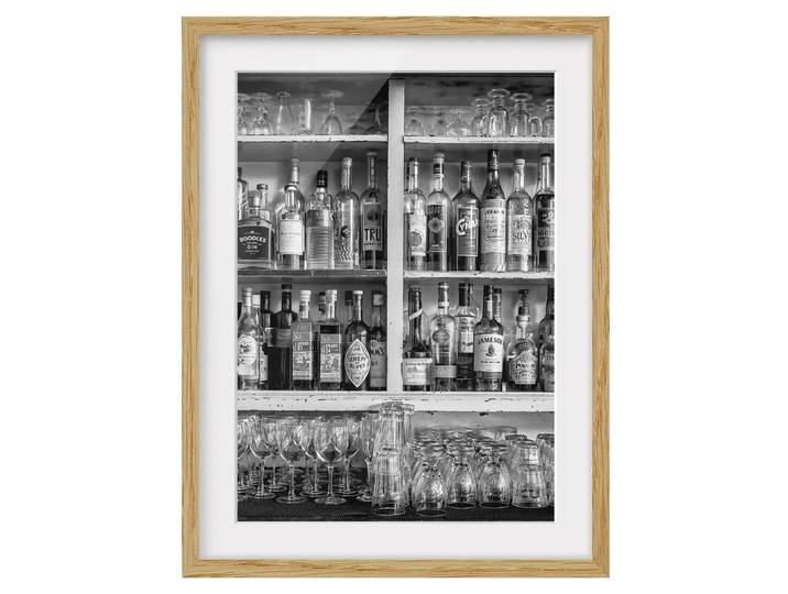 Impression d’art Bar IV Chêne massif naturel Blanc/Noir 70 x 100cm