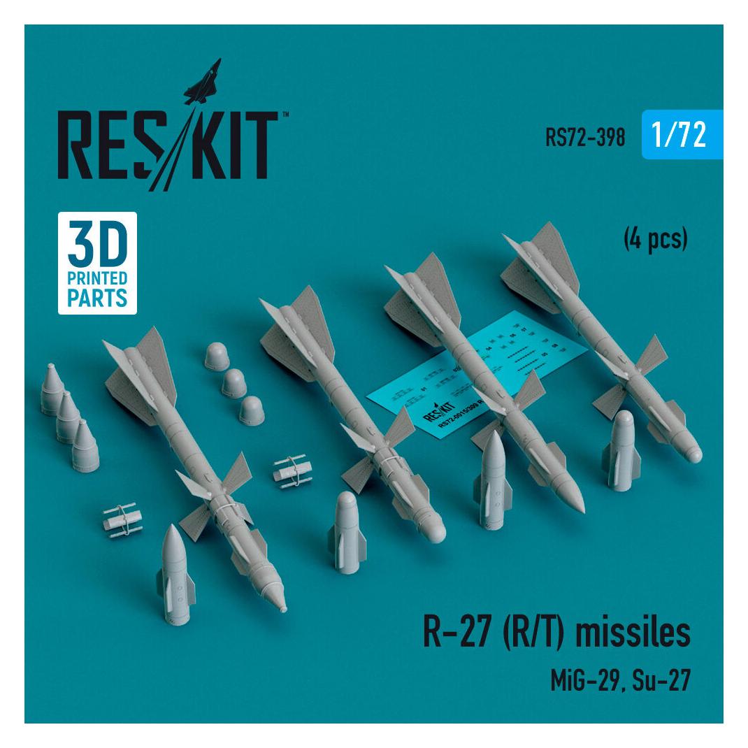 ResKit R-27 (R/T) missiles (4 pcs) (MiG-29, Su-27) (3D Printed) (RS72-0398)