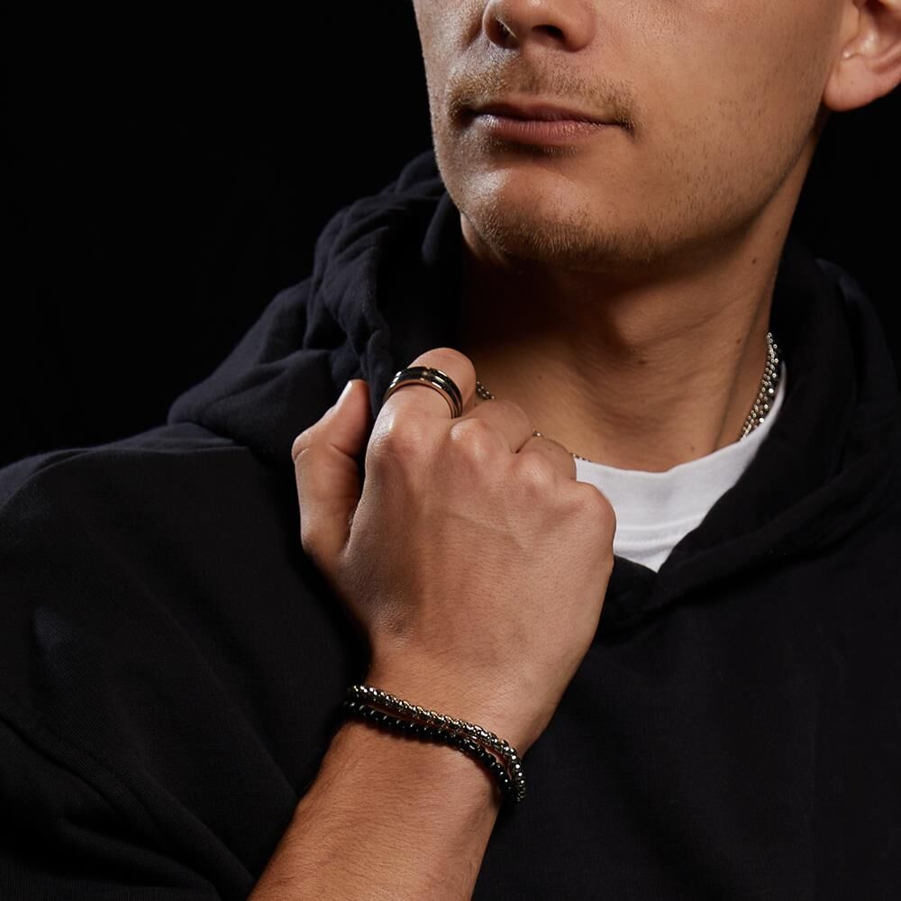Unique Ring Edelstahl Carboneinlage schwarz