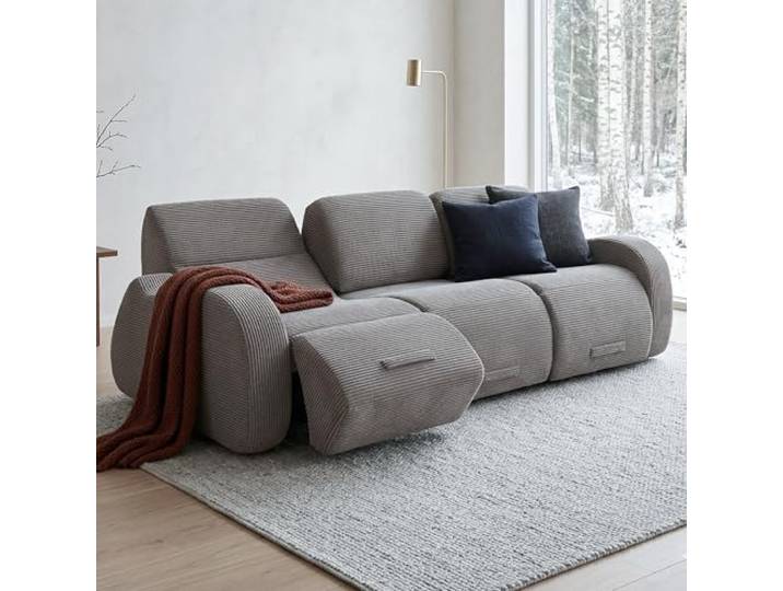 Villeston 3-Teiliges Sofa aus Cord Modulares Sofa mit breiten Sitzelementen, Komfortables Lounge-Sofa, Modernes Relaxsofa für Wohnzimmer
