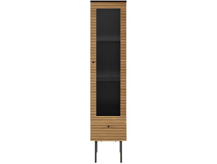 Vitrine Nella natur/schwarz MDF/Eiche Echtholzfurnier B 40 H 179 cm - Vitrine