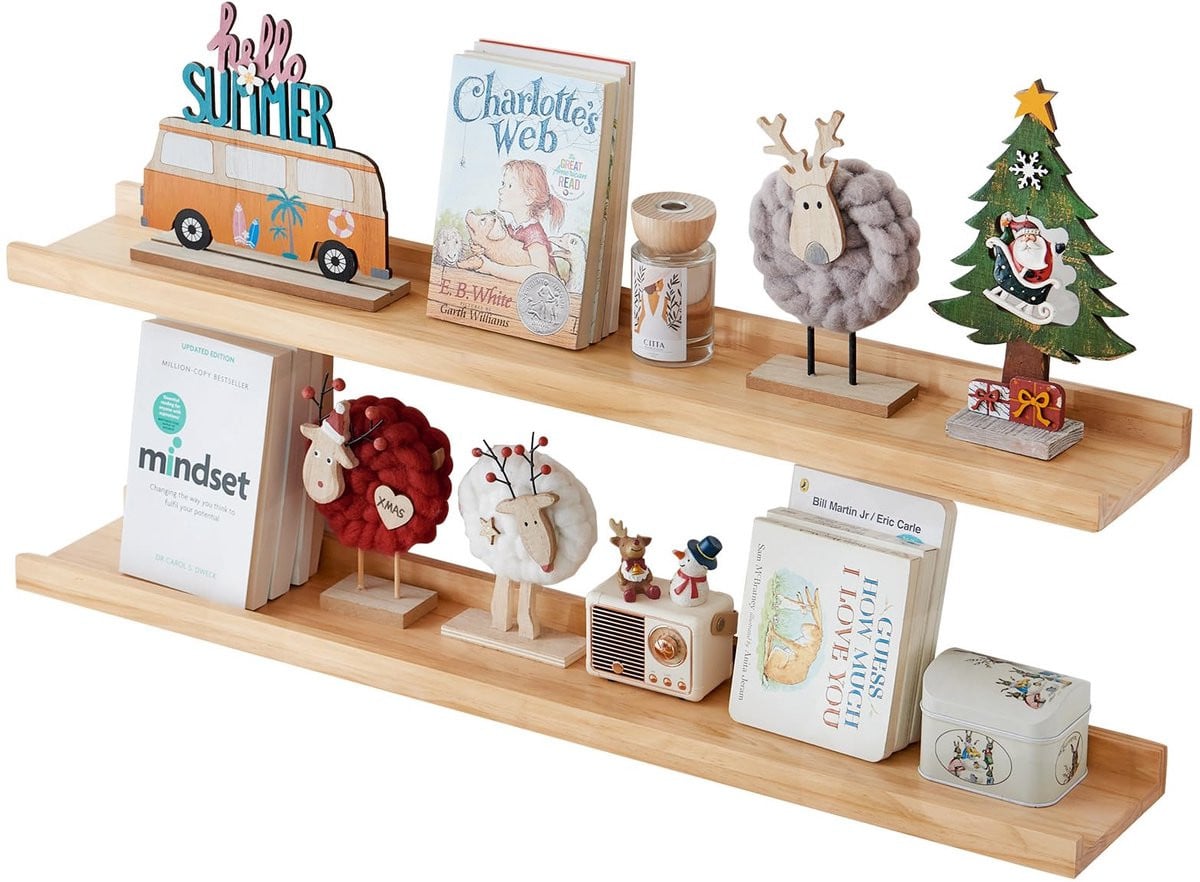Zwevende Houten Wandplank voor Foto's en Decoratie