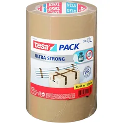 Tesa Packband Ultra Strong, 50 mm  x  66 m, braun, 3 Stück