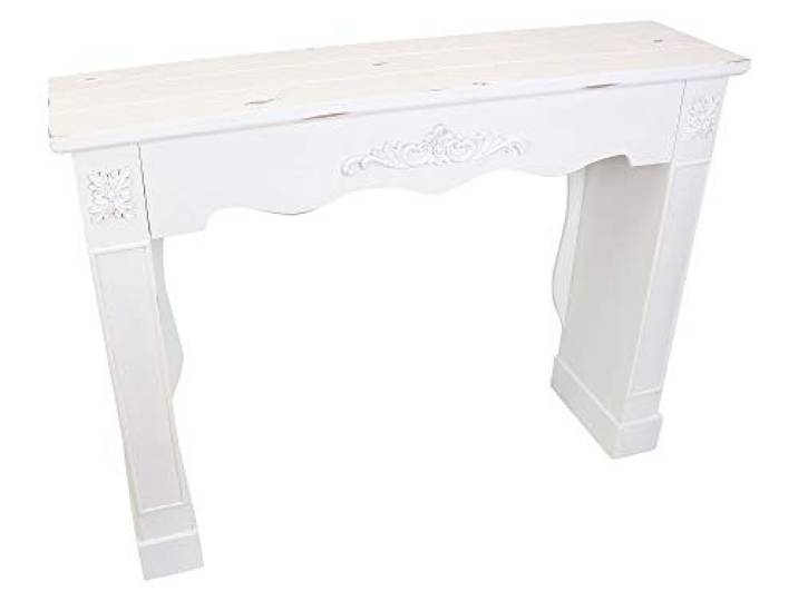 FRANK FLECHTWAREN Kaminkonsole Shabby, Holz weiß, 98 x 25 x 96 cm Dekorative Kaminumrandung im Shabby-Used-Look mit verspielten Ornamenten, Blickfang fürs Wohnzimmer im Landhausstil