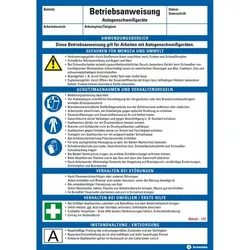König Werbeanlagen Dreifke® Maschinenbetriebsanweisung Autogenschweißgeräte, Kunststoff, 210x297mm, ASR A1.3, DIN EN ISO 7010