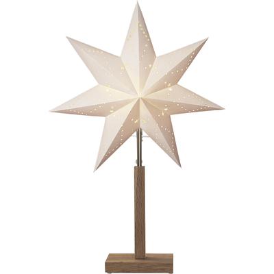 Stehlampe "Standleuchte Stern Karo", weiß (holzfarben, weiß), 1, Ø 34cm H: 50,5cm, 2 Stk., PARFORCE TRADITIONAL HUNTING, Leuchten, Tischlampe, Weihnachtsstern, Deko-Stern, 7-zackig, Weihnachtsdeko, Stehlampe