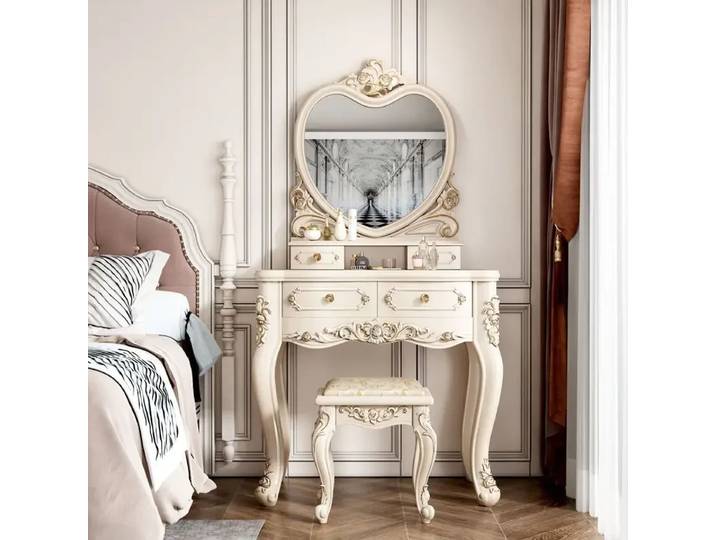 Coiffeuse de luxe européenne maquillage nordique charme rangement Coiffeuse Led lumières chambre Coiffeuse meubles à la mode