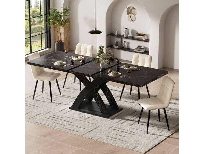 Table à rallonges table à manger table de cuisine table de balcon table à manger en bois table à rallonges 120-160 cm noir