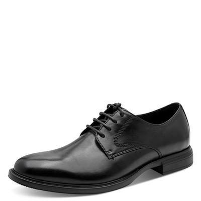 Schnürschuh TAMARIS, Herren, Gr. 41, schwarz, Rindsleder, clean, glänzend, Schuhe Schnürschuh, Festtagsschuh, Anzugschuh mit Ortholite-Technologie, für Herren