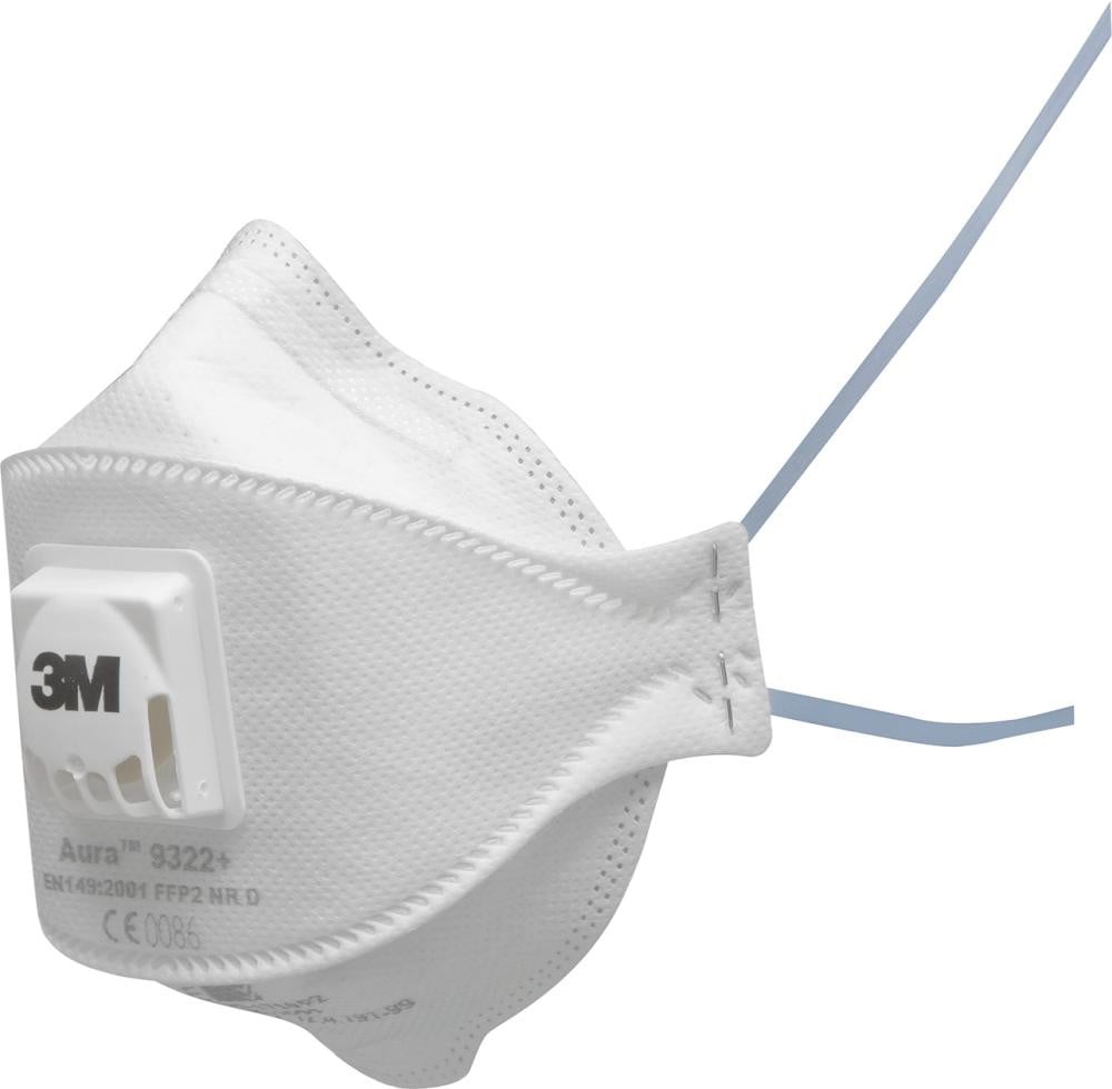 3M Aura 9322+Gen3 FFP2 / V NR D Ademhalingsmasker met uitademklep, opvouwbaar
