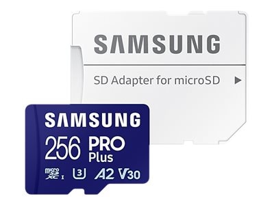 Samsung PRO Plus 256 GB microSDXC-Speicherkarte (180 MB/s, Class U3, V30, A2)