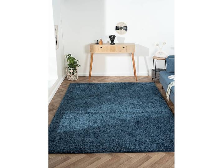 Hochflorteppich 200 x 290cm Blau/Dunkelblau