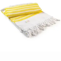 Hamamzz® Dalaman Towel|A & R Textile Group B.V.|White | Bright Yellow|100 x 180 cm