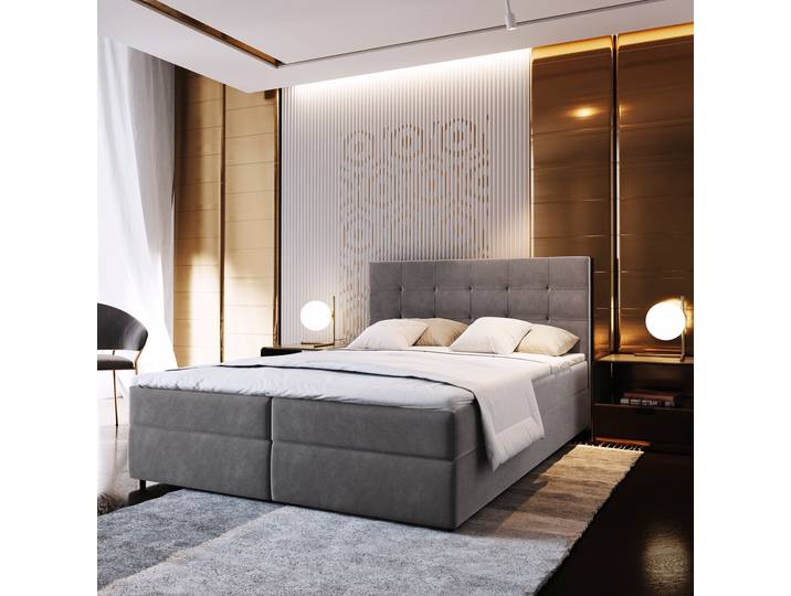 Masseno Boxspringbett GLOS mit Bettkästen 160x200 cm - Grau, COSMIC 160