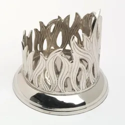 Kerzenleuchter Flammen Design für Ø 8 cm Kerzen, Messing vernickelt Silber