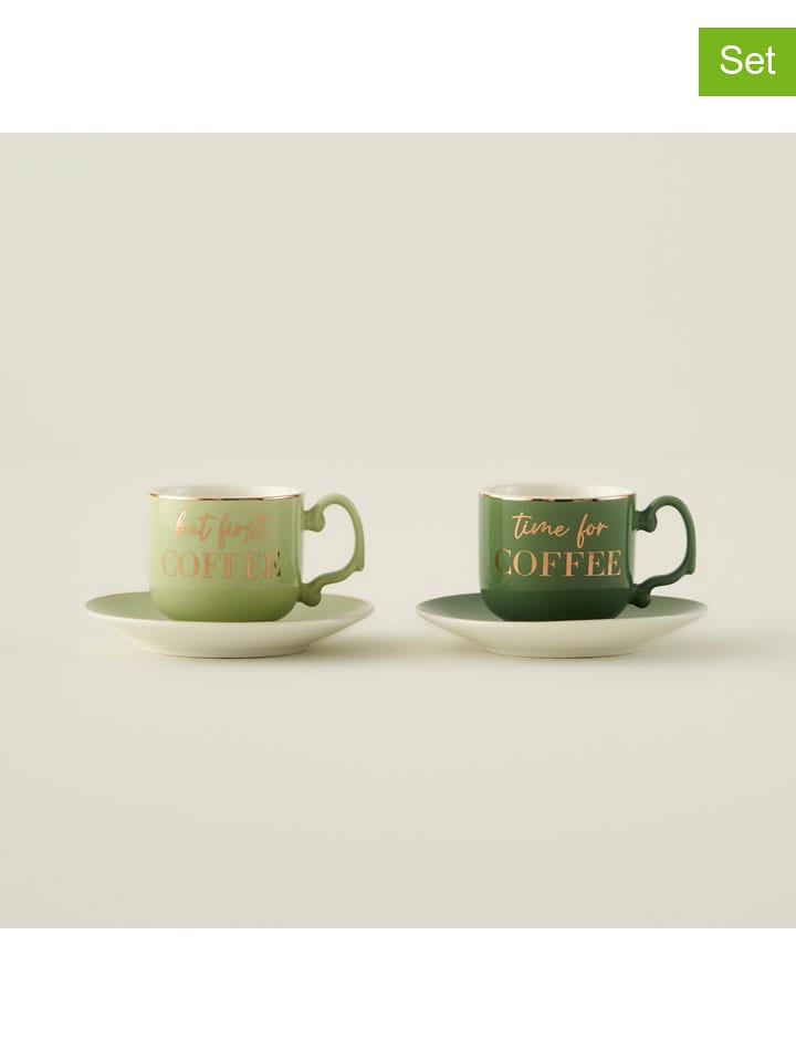 BELLA MAISON 2er-Set: Kaffeetassen in Grün - 90 ml - onesize