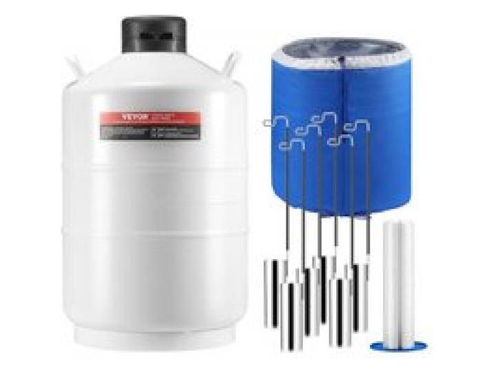 VEVOR Flüssigstickstofftank, 20 l Flüssigstickstoffbehälter aus Aluminiumlegierung, LN2-Tank-Dewar mit 6 Kanistern und Tragetasche mit Riemen, Kryogener Tank für die Schönheitsindustrie, Samenkonservierung, wissenschaftlich