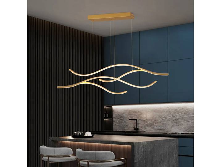 Lustre minimaliste à LED en forme de bande longue pour plafond, luminaire suspendu pour cuisine, salle à manger, décoration intérieure, salon, bar