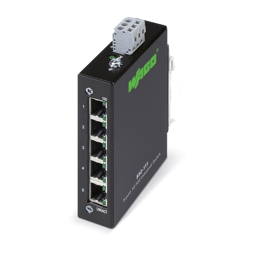 WAGO 852-111 Industriële ECO-switch, 5 poorten, 100Base-TX, zwart