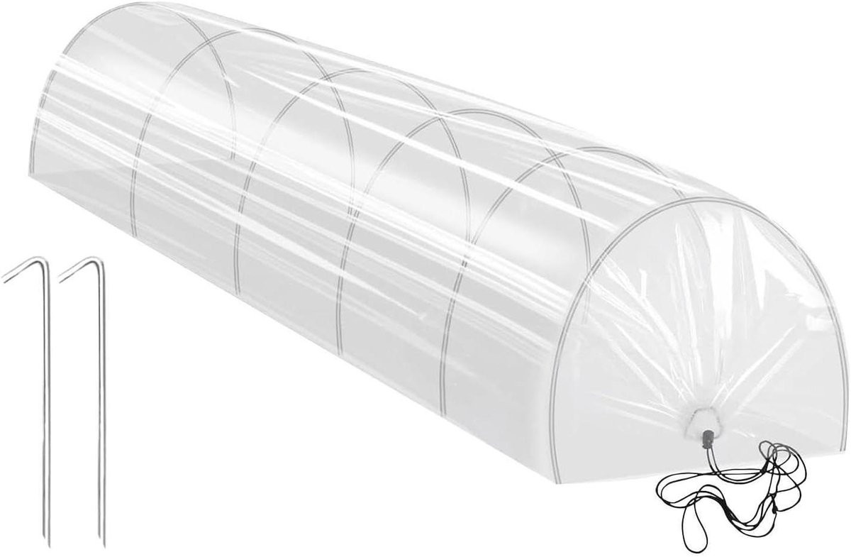 Tunnelkas Plantenhoes Wit - Kweekkas Beschermhoes voor Zaailingen met Verstelbaar Frame - B/D/H: 300 x 45 x 45 cm