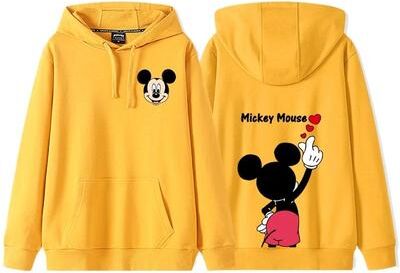 Inspired Living Donald & Daisy Cozy Couple Hoodie Disney Cartoon Fleece Sweatshirt For Women yellow xl